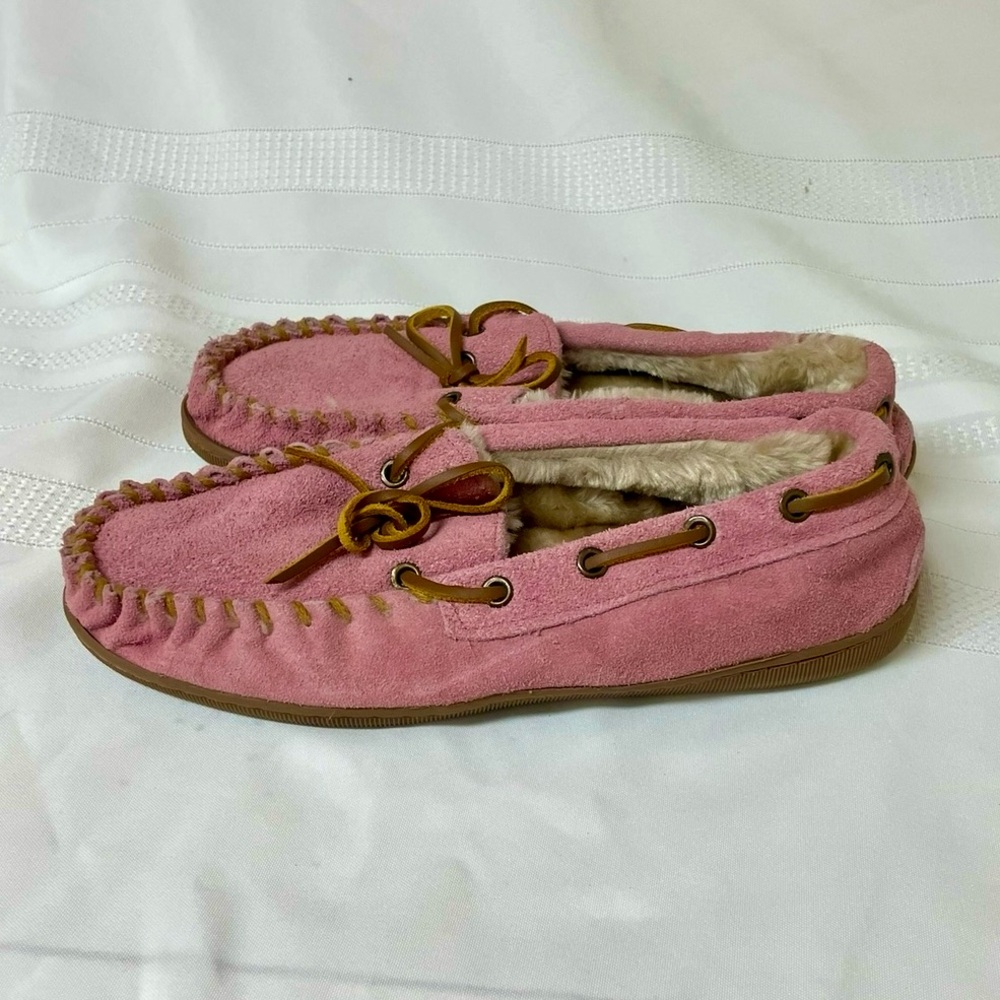 🎀Pink Suede Moccasin Slippers🎀